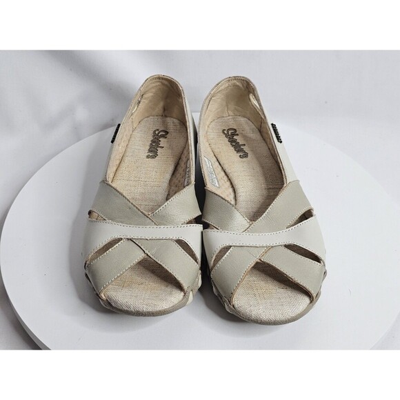 Skechers Ivory Leather Flat Slip On Open Toe Comfort Shoe Womens Sz 6.5 EU 36.5 - Picture 3 of 7